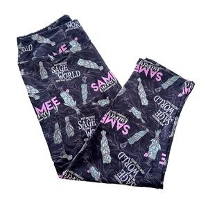 Women Black Sage Adult Sarcasm Graphic Print‎ Capri Leggings Pants